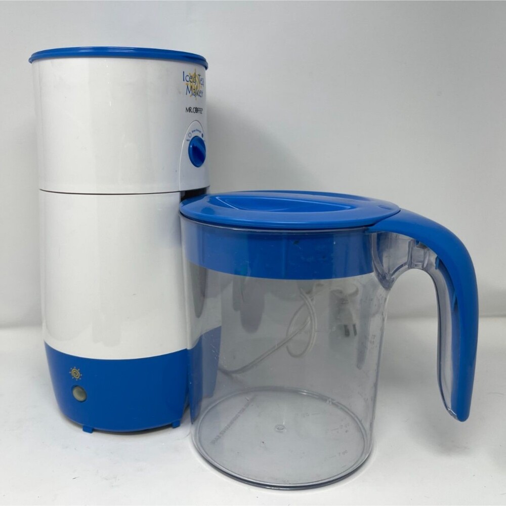 Mr Coffee 3 Qt Iced Tea Maker White/Blue Model TM39P w/ Pitcher Tested & Working